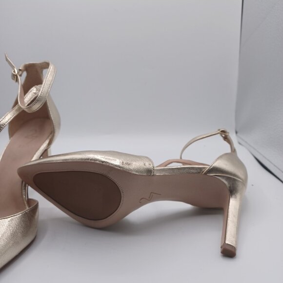 Naturalizer 27 Edit Abilyn Ankle Strap Metallic Gold Pointed Shoes 7W - Picture 5 of 6